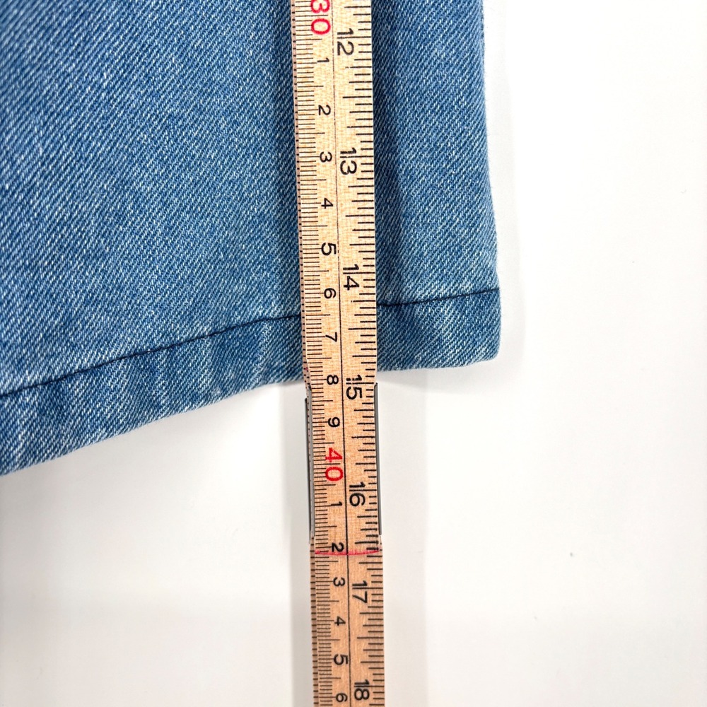 NWT Micas Mini Skirt Denim Cotton 3D Flower Draped Blue Zip Closure Size M - Picture 11 of 13